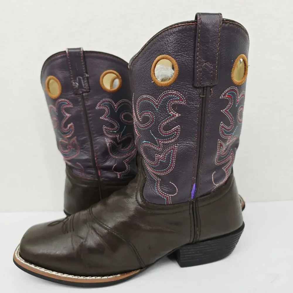 Smoky Mountain Girl's Western Cowgirl Boots Purple Brown 6.5